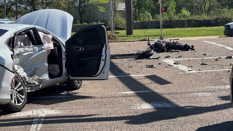 Two-vehicle crash at intersection of Lamar Avenue and Democrat Road