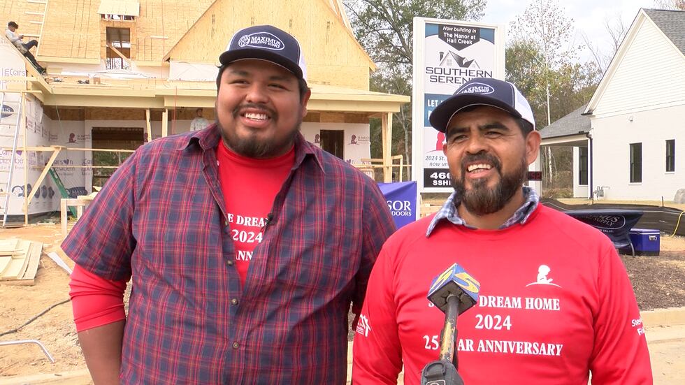(Right) Pedro Aguilar with Eagle's Nest Construction & Residential Framing and his son...