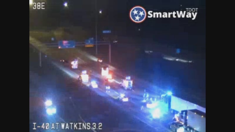 The scene at I-40 W and North Watkins Street
