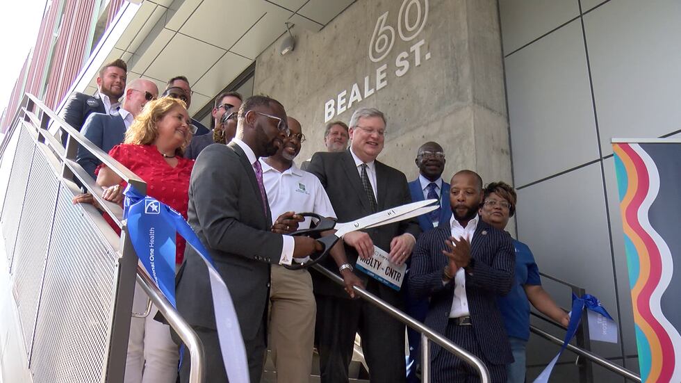 Downtown Mobility Center grand opening, with Downtown Memphis Commission President and CEO...