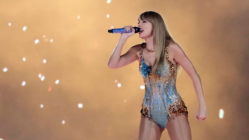 Taylor Swift performs during "The Eras Tour," Monday, Aug. 7, 2023, at SoFi Stadium in Los...