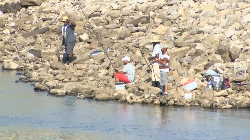 Fishermen just below the spillway at the Ross Barnett Reservoir (Source: WLBT)