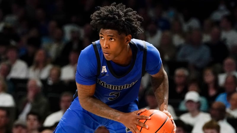 Memphis guard Kendric Davis plays against Vanderbilt during an NCAA college basketball game...