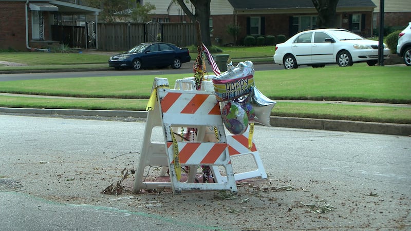 The pothole was adorned with birthday balloons.