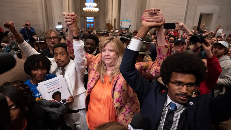 Former Rep. Justin Jones, D-Nashville, Rep. Gloria Johnson, D-Knoxville, and former Rep....