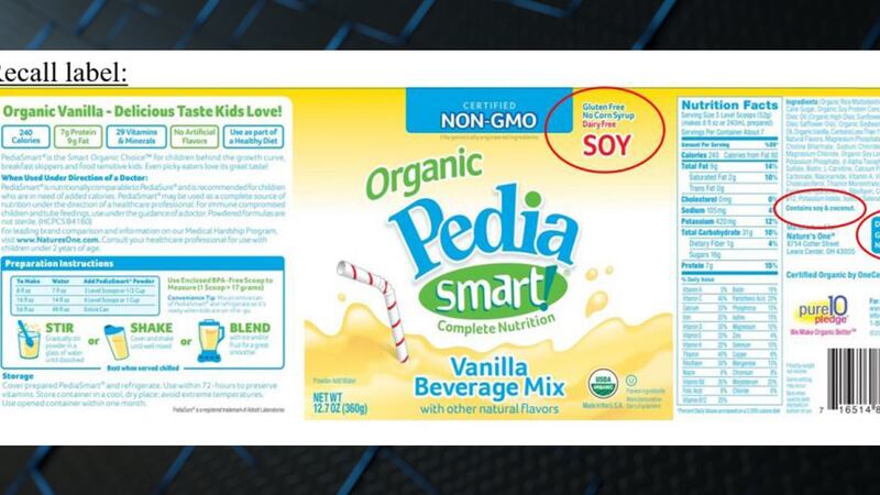 Nature's One is recalling its PediaSmart SOY Vanilla Beverage Mix due to an undeclared milk...